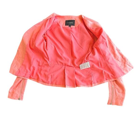 Banana Republic Coral Pink Linen Peplum Blazer Womens Size 0 Zipped Cuff - Picture 5 of 9